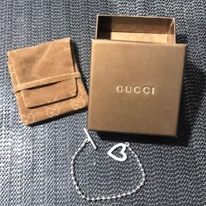 Gucci Silver Heart Lock Bar Bracelet (Real)